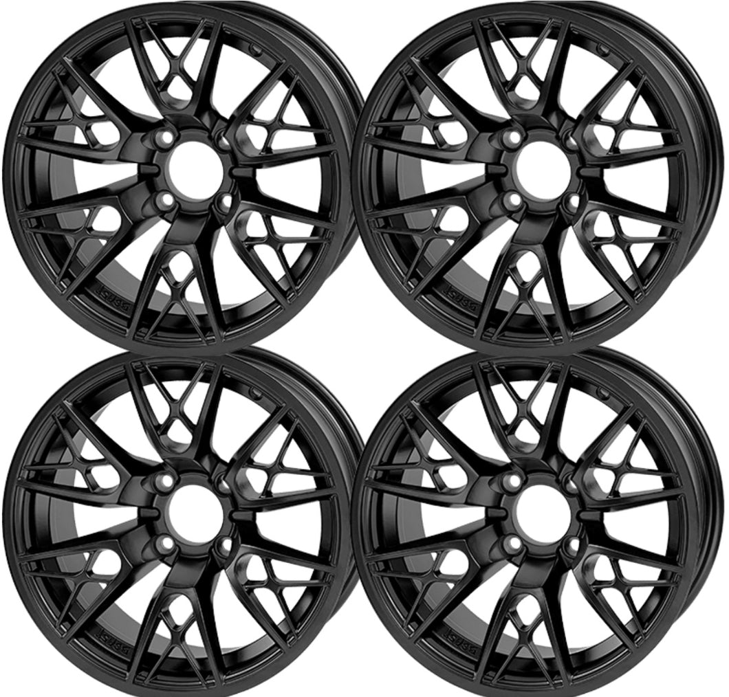 SGC Golf Cart 14″ Saber Tooth Matte Black Wheel – Aluminum Alloy (SET OF 4)