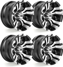 Load image into Gallery viewer, 10"/12" Golf Cart Rims Wheels - Forged Aluminum w/ SS Center Caps - Fits EZGO/Club Car/Yamaha