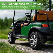 Load image into Gallery viewer, 10"/12" Golf Cart Rims Wheels - Forged Aluminum w/ SS Center Caps - Fits EZGO/Club Car/Yamaha
