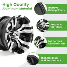 Load image into Gallery viewer, 10"/12" Golf Cart Rims Wheels - Forged Aluminum w/ SS Center Caps - Fits EZGO/Club Car/Yamaha