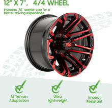 Load image into Gallery viewer, 12 Inch Golf Cart Tires Rims (4-Pack) with SS Center Caps | Durable Powder Coated Aluminum Wheels