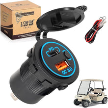 Load image into Gallery viewer, 12V USB &amp; Type-C Quick Charge 3.0 Outlet for Golf Cart, UTV, and Boat (Universal)