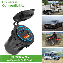 Load image into Gallery viewer, 12V USB &amp; Type-C Quick Charge 3.0 Outlet for Golf Cart, UTV, and Boat (Universal)