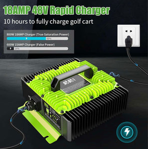 Golf Cart 18 AMP 48V Battery Charger with Bluetooth for EZGO RXV/TXT