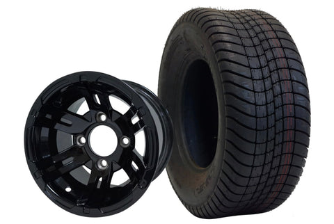 SGC 10″ Bulldog Glossy Black Wheels with 205/65-10 Street Tires