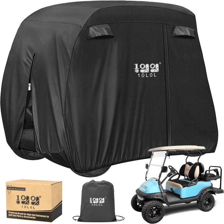 2-4 Passenger Golf Cart Cover for EZGO, Club Car and Yamaha, Waterproof Sunproof and Durable