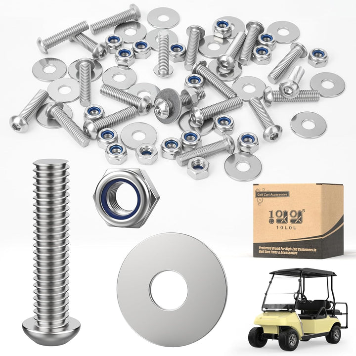 304 Stainless Steel Bolt with Washer and Nut for EZGO Club Car Yamaha Golf Cart Fender