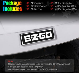 BT RGB EZGO Golf Cart Color Changing Front Name Plate for TXT 1994-2013
