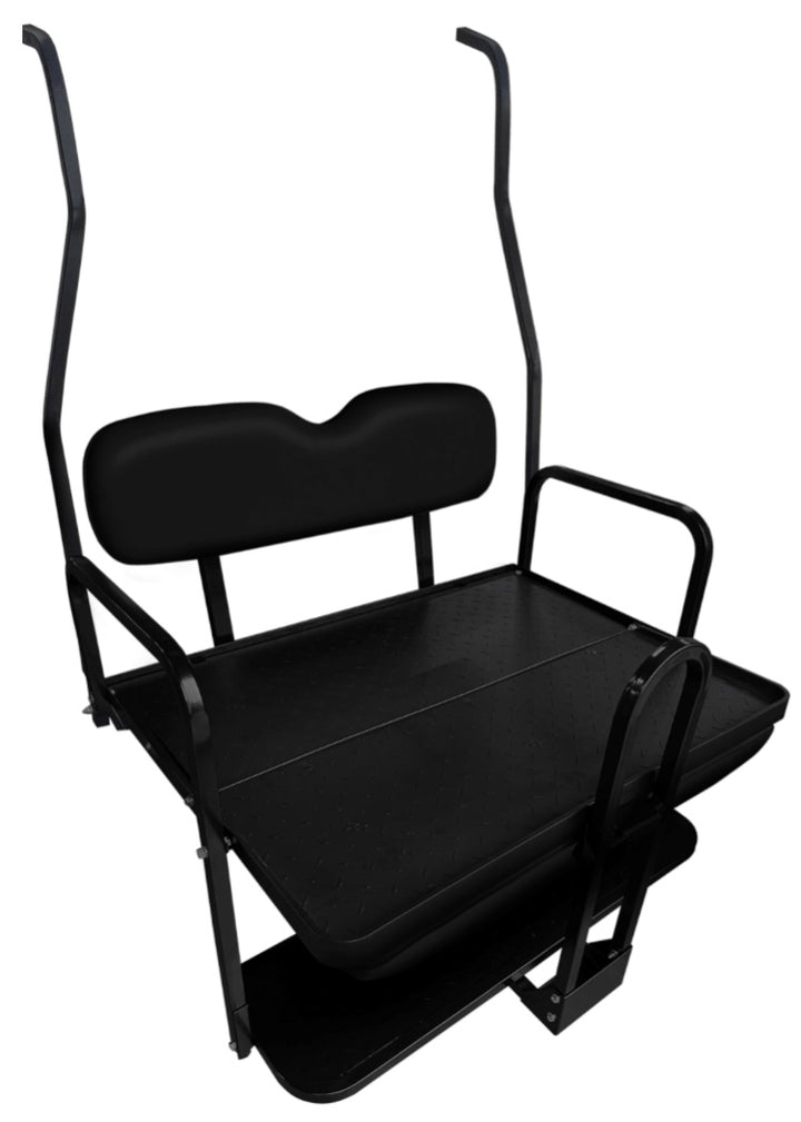 SGC NOMAD Rear Flip Seat Kit for Club Car DS 2000.5–2013 – Black Cushions, Roof Supports, Cargo Bed, Grab Bar & Trailer Hitch
