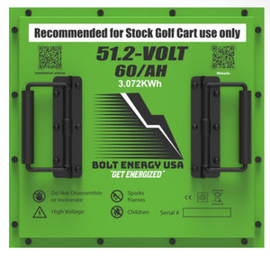 51.2V 60AH "FLEET" Bolt Energy USA Lithium Golf Cart Battery Conversion Kit
