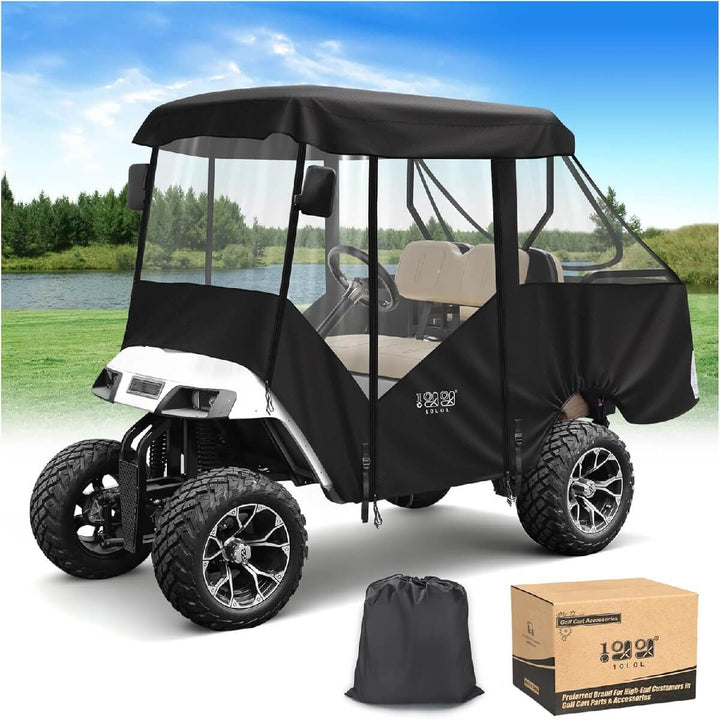 4-Passenger Deluxe Golf Cart Enclosure for EZGO TXT, Heavy-Duty 600D Waterproof Rain & Snow Cover