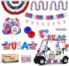 Load image into Gallery viewer, 4th of July Golf Cart Decoration Kit – All-in-One Patriotic Parade Decor (Bunting, Balloons &amp; Streamers!)