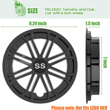 Load image into Gallery viewer, 8" Snap-On Golf Cart Wheel Covers Hub Caps for EZGO, Club Car &amp; Yamaha (Set of 4)