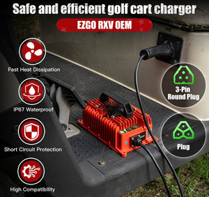 NOKINS Golf Cart Battery Charger for EZGO RXV 2008+/EZGO TXT 2014+ 48V 15AMP