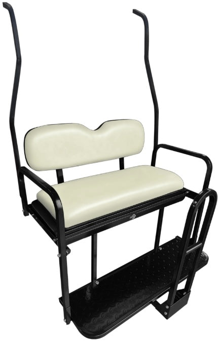 SGC NOMAD Rear Flip Seat Kit for Club Car DS 2000.5–2013 – White Cushions, Roof Supports, Cargo Bed, Grab Bar & Trailer Hitch