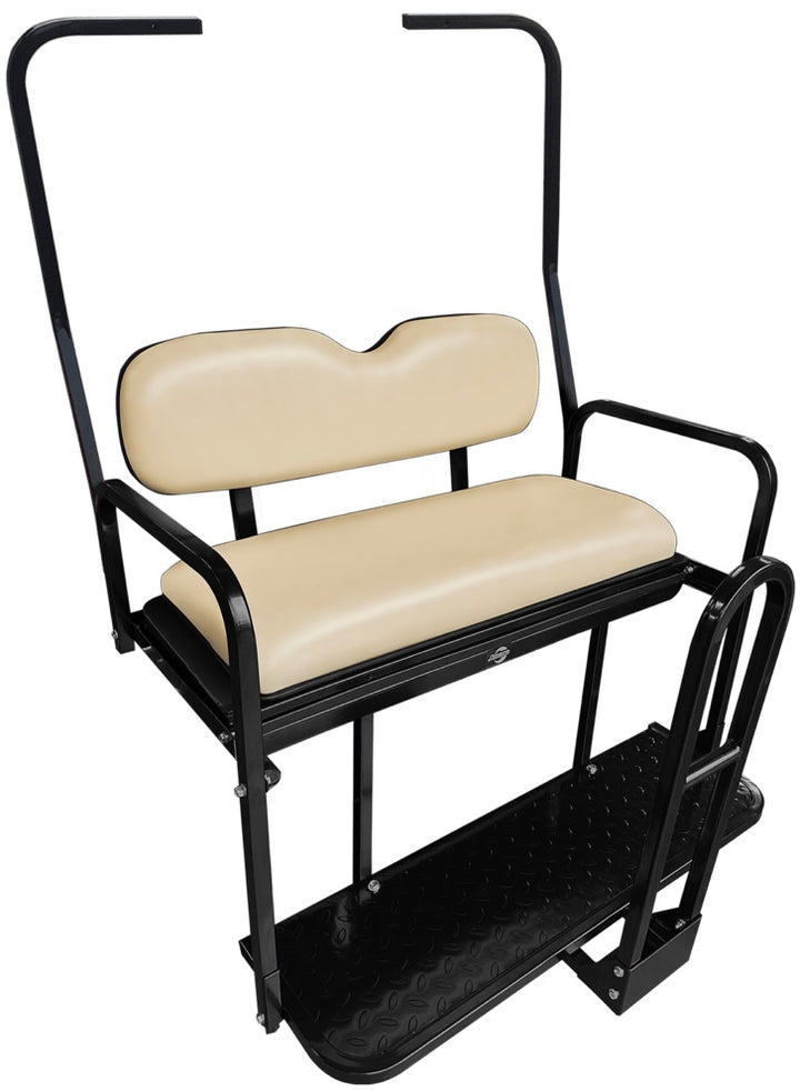 SGC NOMAD Rear Flip Seat Kit for Club Car DS 1982–2000.5 – Buff Cushions, Roof Supports, Cargo Bed & Grab Bar