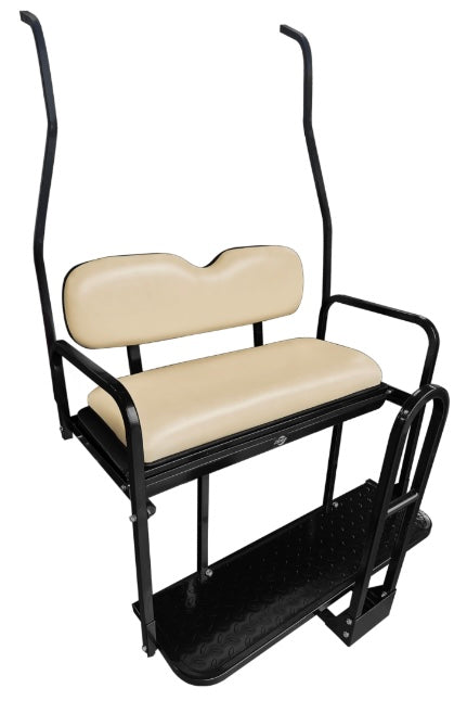 SGC NOMAD Rear Flip Seat Kit for Club Car DS 2000.5–2013 – Buff Cushions, Roof Supports, Cargo Bed, Grab Bar & Trailer Hitch