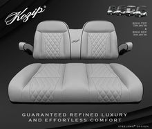 Load image into Gallery viewer, Kozip Aeris Gray Front and Rear Seat Cushion Set with Black Piping &amp; Gray Diamond Stitching for EZGO RXV/TXT