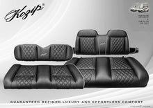 Load image into Gallery viewer, Kozip Club Car DS Front &amp; Rear Seat Cushion Set with NOMAD Rear Flip Seat Kit for Club Car DS (2000.5-2013) | Black with White Piping Golf Cart Seats