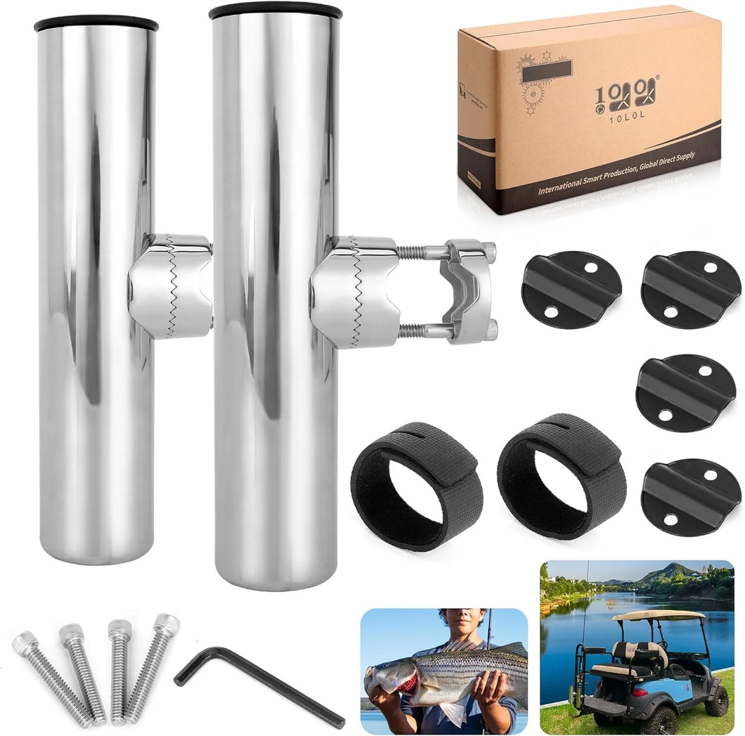 Stainless Steel Fishing Rod Holders for EZGO, Yamaha, Club Car Golf Cart (x2)
