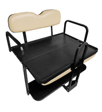 Load image into Gallery viewer, SGC NOMAD Rear Flip Seat Kit for EZGO RXV Golf Carts - Buff Cushions, Cargo Bed &amp; Safety Grab Bar