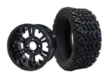 Load image into Gallery viewer, SGC 14&quot; Vampire Black Golf Cart Wheel &amp; STEELENG 23x10-14 All Terrain DOT Tire
