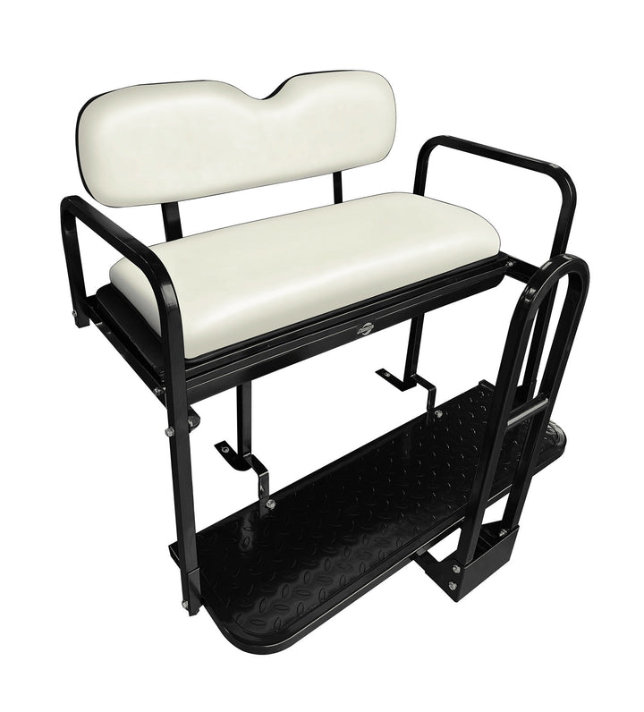 SGC NOMAD Rear Flip Seat Kit for EZGO RXV Golf Carts – Pure White Cushions, Cargo Bed & Safety Grab Bar — included bundle component