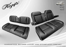 Load image into Gallery viewer, Kozip Club Car DS Front &amp; Rear Seat Cushion Set with NOMAD Rear Flip Seat Kit for Club Car DS (2000.5-2013) | Black with White Piping Golf Cart Seats