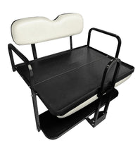 Load image into Gallery viewer, SGC NOMAD Rear Flip Seat Kit for EZGO RXV Golf Carts – Pure White Cushions, Cargo Bed &amp; Safety Grab Bar