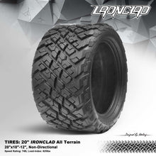 Load image into Gallery viewer, SGC 20x10-12 IRONCLAD All-Terrain Golf Cart Tires &amp; 12" FANG Machined Black Aluminum Wheels