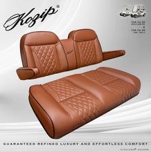 Load image into Gallery viewer, Kozip Club Car DS Front &amp; Rear Seat Cushion Set with NOMAD Rear Flip Seat Kit for Club Car DS (1982-2000.5) | Brown with Black Piping Golf Cart Seats