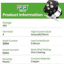 Load image into Gallery viewer, 48V Golf Cart Solenoid 4 Terminal 200A | EZGO Club Car Yamaha Solenoid Replacement