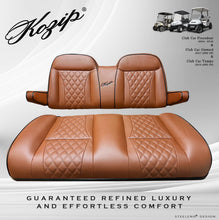 Load image into Gallery viewer, Kozip Front &amp; Rear Seat Cushion Set for Club Car Precedent (2004–2018), Tempo (2018-Up) &amp; Onward (2017-Up) – Brown w/ Black Piping