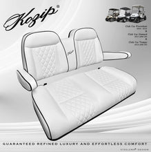 Load image into Gallery viewer, Kozip Front &amp; Rear Seat Cushion Set for Club Car Precedent (2004–2018), Tempo (2018-Up) &amp; Onward (2017-Up) – White w/ Black Piping