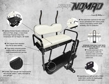 Load image into Gallery viewer, SGC NOMAD Rear Flip Seat Kit for EZGO RXV Golf Cart – Tan Cushions, Cargo Bed, Grab Bar &amp; Trailer Hitch