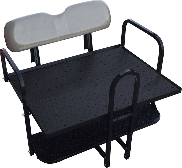 SGC NOMAD Rear Flip Seat Kit for Club Car DS 2000.5–2013 – Sandstone Cushions, Roof Supports, Cargo Bed, Grab Bar & Trailer Hitch — included bundle component