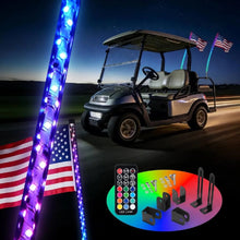 Load image into Gallery viewer, 2.5FT Golf Cart Whip Lights – 210 Modes, Waterproof LED RGB Safety Lights
