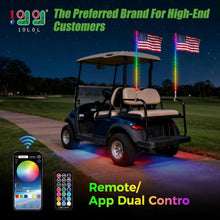 Load image into Gallery viewer, 2.5FT Golf Cart Whip Lights – 210 Modes, Waterproof LED RGB Safety Lights