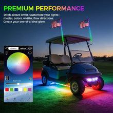 Load image into Gallery viewer, 2.5FT Golf Cart Whip Lights – 210 Modes, Waterproof LED RGB Safety Lights
