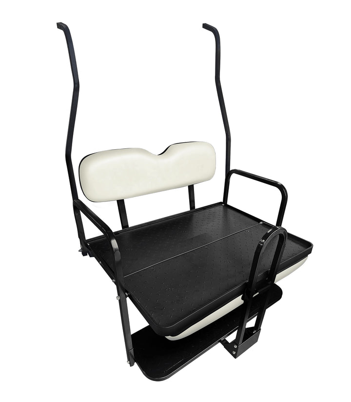 SGC NOMAD Rear Flip Seat Kit for Club Car DS 2000.5–2013 – Pure White Cushions, Roof Supports, Cargo Bed, Grab Bar & Trailer Hitch