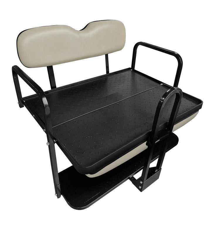SGC NOMAD Rear Flip Seat Kit for Yamaha Drive2 – Sandstone Cushions, Cargo Bed, Grab Bar & Trailer Hitch — included bundle component