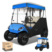 Load image into Gallery viewer, 3-Sided Track Style Striped Golf Cart Enclosure for Yamaha G29 (Drive) – 2 Passenger Weather Cover