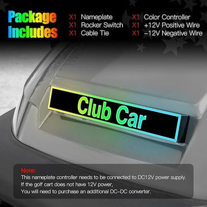 Bluetooth LED RGB Front Name Plate for Club Car Precedent Golf Cart