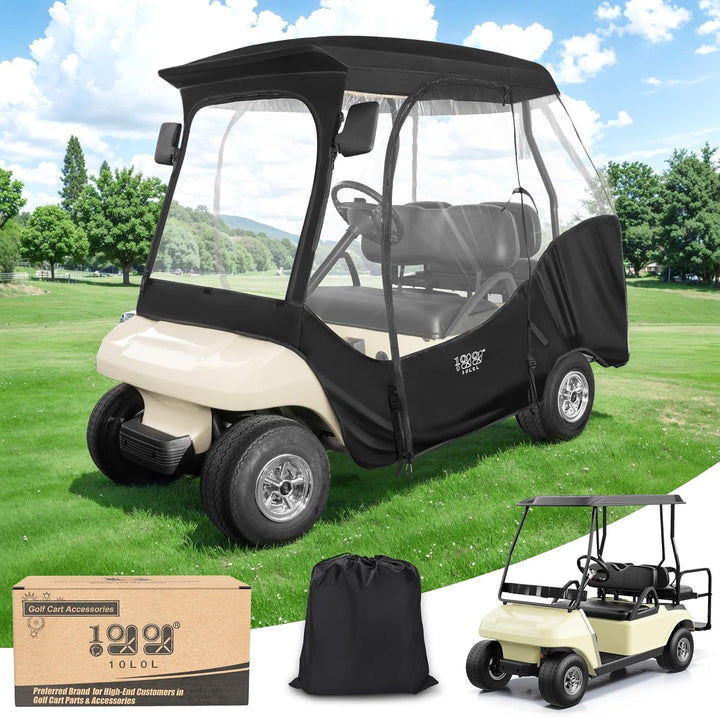 4 Passenger Black Golf Cart Enclosure for Club Car DS – 4-Sided Weather Protection