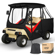Load image into Gallery viewer, 4 Passenger Black &amp; Red Golf Cart Enclosure for Club Car DS – 4-Sided Weather Protection
