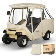 4 Passenger Beige & Gray Golf Cart Enclosure for Club Car DS – 4-Sided Weather Protection