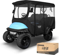 4 Passenger Black Golf Cart Enclosure for Club Car Precedent – Extended Roof Weather Protection