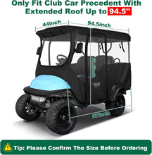 Load image into Gallery viewer, 4 Passenger Black Golf Cart Enclosure for Club Car Precedent – Extended Roof Weather Protection