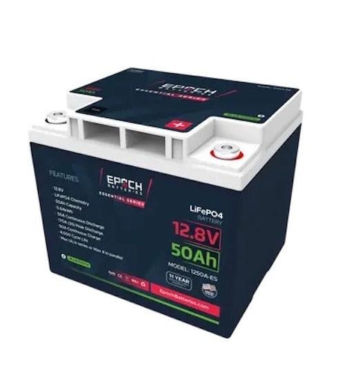 EPOCH 12.8V 50Ah Essential Series LiFePO4 Deep Cycle Battery | 1250A-ES
