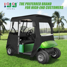 Load image into Gallery viewer, 2 Passenger Black Golf Cart Enclosure with 2 Door Zippers for EZGO TXT &amp; RXV – 600D Weather Cover